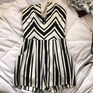 Windsor black and white strapless romper